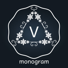 monogram letter retro vintage background frame design