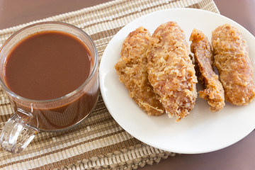 Fried bananas in plate