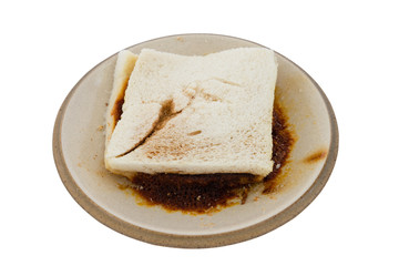 Burnt toast on a plate