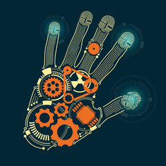 graphic of a hand in technological look
