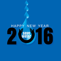 happy new year with water drop 