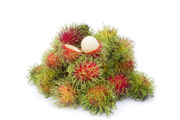 Rambutan on white background