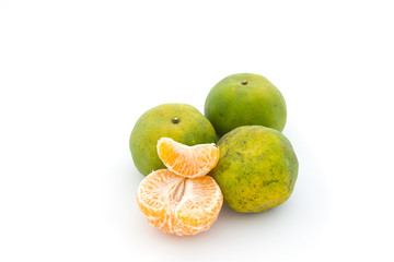 Green orange isolated on white background