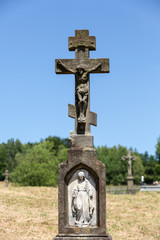 Fototapeta na wymiar Old, abandoned stony Orthodox crosses