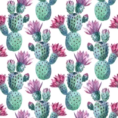Keuken foto achterwand Aquarel natuur Aquarel naadloos cactuspatroon