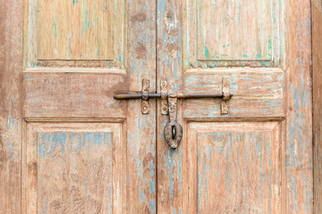 Classic lock with wooden door