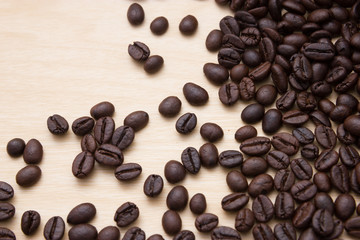 Coffee beans on wood