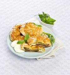 pastry with mozzarella and pesto