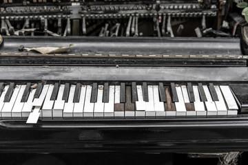 Fototapeta na wymiar Close-up broken piano keyboard
