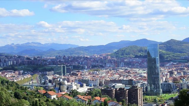 Aerial view of Bilbao city, Bizkaia, Basque country, Spain, Europe.