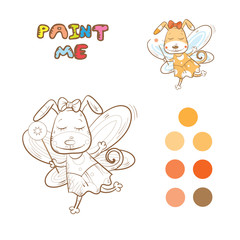 Coloring book with cartoon fairy dog. Vector image.