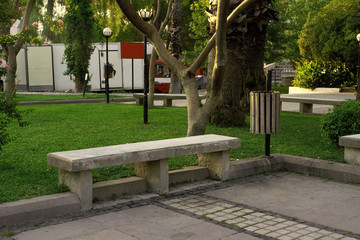 bench on a city street