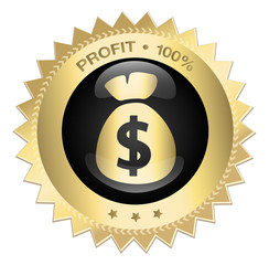 Profit 100% seal or icon