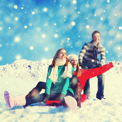 Fototapeta na wymiar Holidays in The Snow Happiness Fun Cheerful Concept
