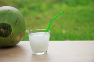 Coconut water in glass © bochimsang