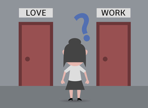 woman deciding between love and work