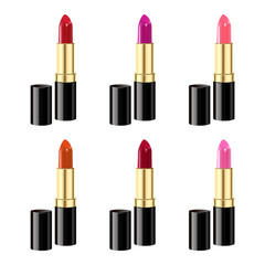 Obraz premium Lipstick set isolated on white background. Gradient mesh.