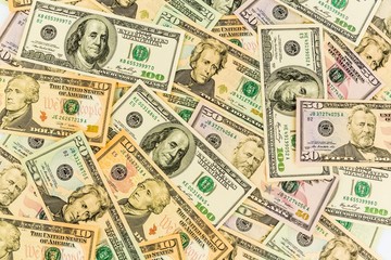 Viele Dollar Geldscheine