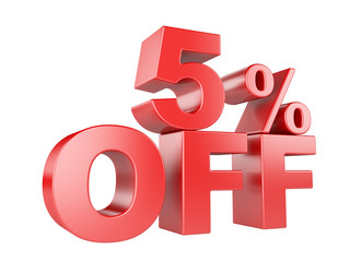 5 percent off 3d icon.
