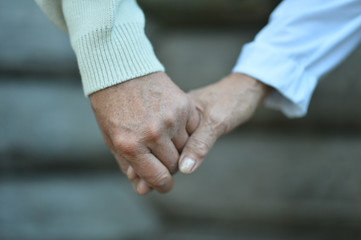 Fototapeta premium Elderly couple holding hands
