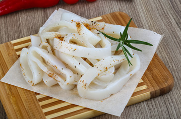 Raw squid rings