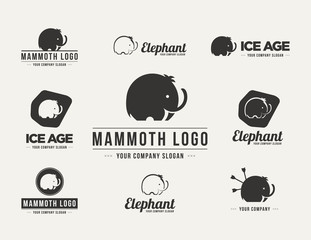 Mammoth silhouette vector logo set