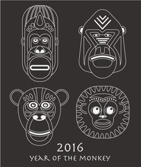 Vector illustration of monkeys, symbol of 2016