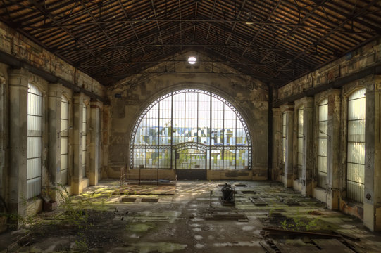 glass dome at the abandonned factory