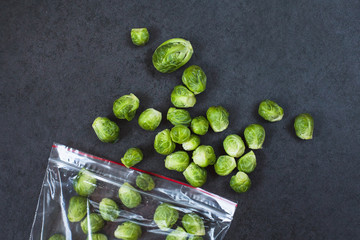 Brussels sprouts in a plastic bag