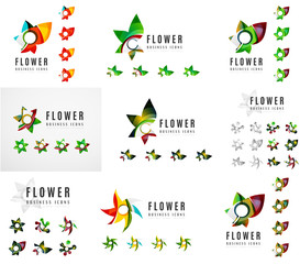 Set of company logotype branding designs, flower blooming