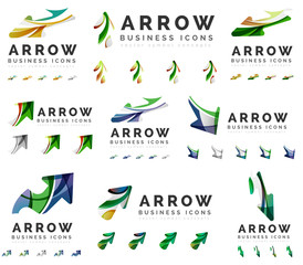 Set of company logotype branding designs, arrow direction