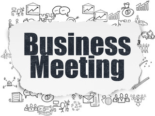 Finance concept: Business Meeting on Torn Paper background