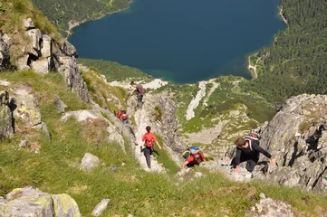 Crédence de cuisine en verre imprimé Alpinisme Turyści na szlaku, Tatry Wysokie