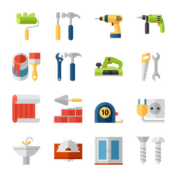 Home repair flat icons set