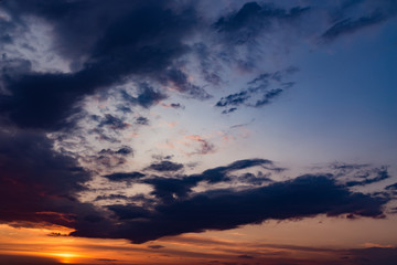 Naklejka na ściany i meble Sunset sky with clouds.
