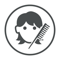 Icono plano borde redondo peluqueria femenina gris