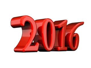 New Year Red 2016 3d Text Isolated on white