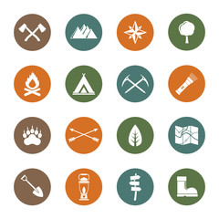 Fototapeta premium Expedition, Camping icons set