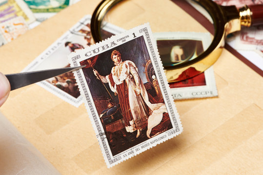 Postage stamp with picture of Napoleon
