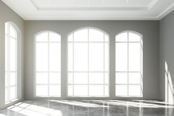 Light room with concrete floor and windows in floor