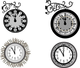 set of clocks isolated on white