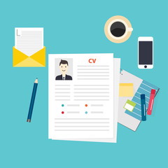 CV resume. Job interview concept. Writing a resume.