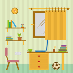 House set, table,chairs,toys and clock flat style