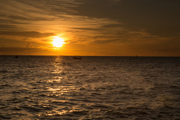 Fototapeta premium sunset at sea. variety of colors and hues of the rising sun