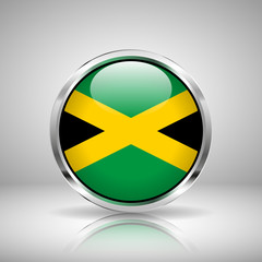 Flag of Jamaica in chrome, vector illustration