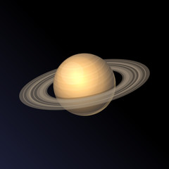 Saturn Planet Icon Isolated on Dark Background. Vector