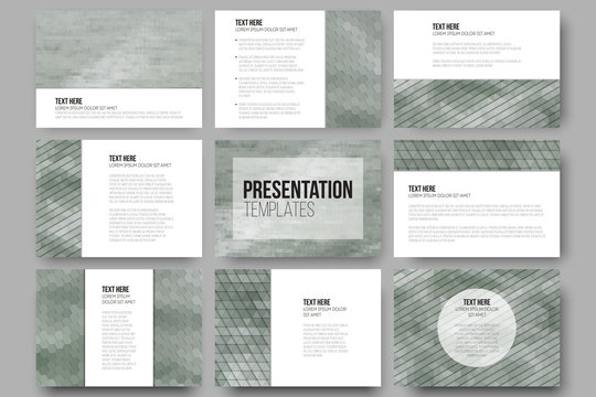 Set of 9 templates for presentation slides. Sea landscape