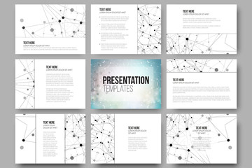 Set of 9 templates for presentation slides. Molecular structure