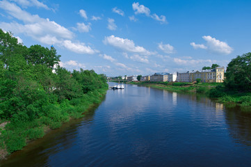 Fototapeta na wymiar river in the old town Vologda