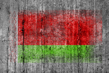 Belarus flag painted on background texture gray concrete